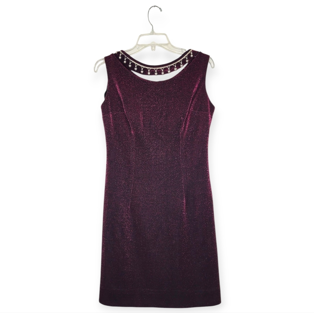 LOUISE of FRANCE MELBOURNE Vintage Glittery Pink Black Pearl Neck Dress
